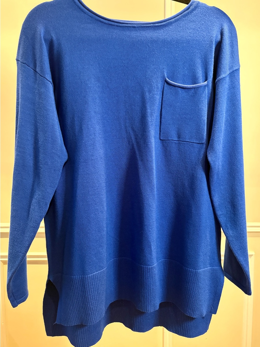 Royal Blue Cable + Gauge Royal Crewneck Sweater with Chest Pocket